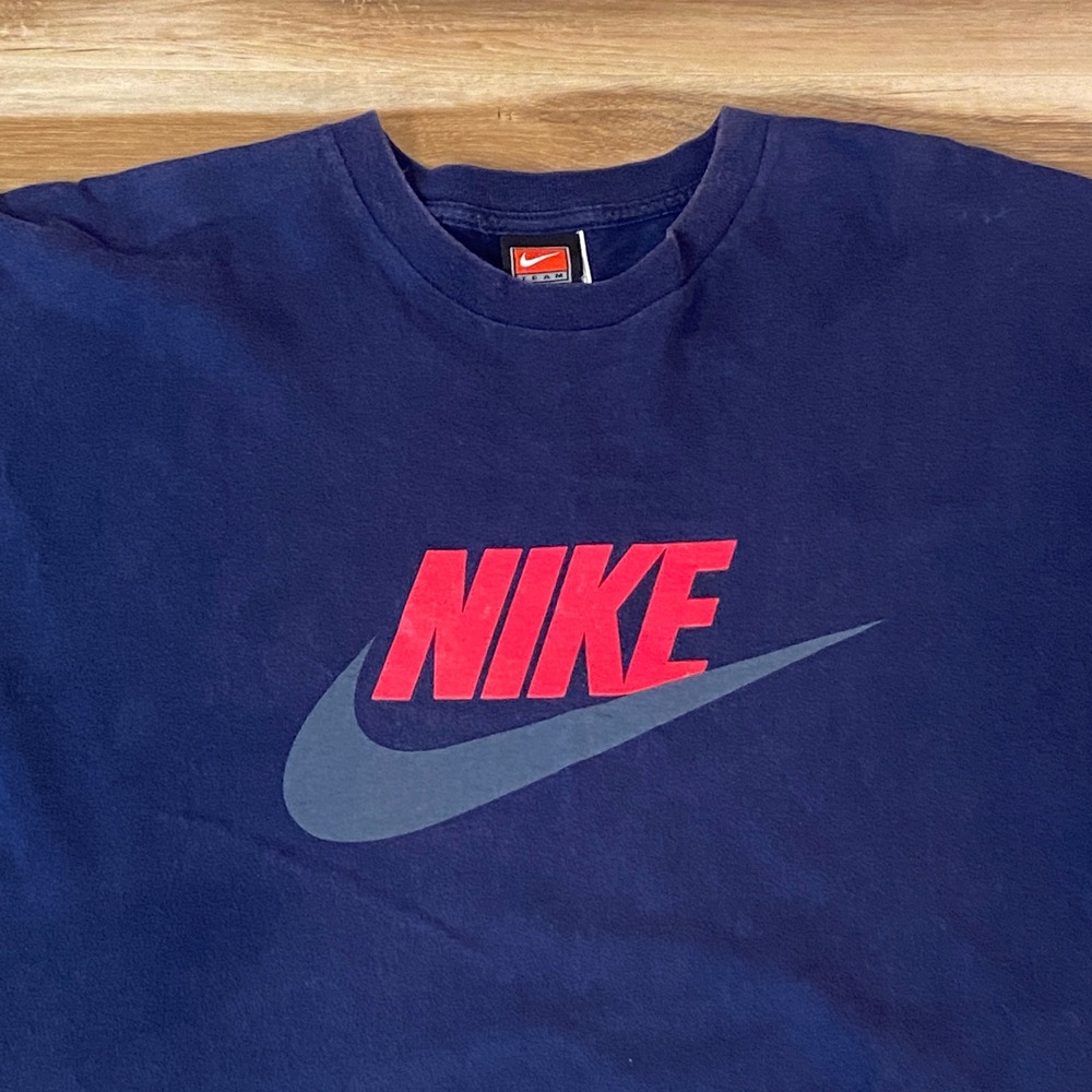 Vintage Nike Team T Shirt Mens Large Red Swoosh Logo Cotton 90s Y2K
